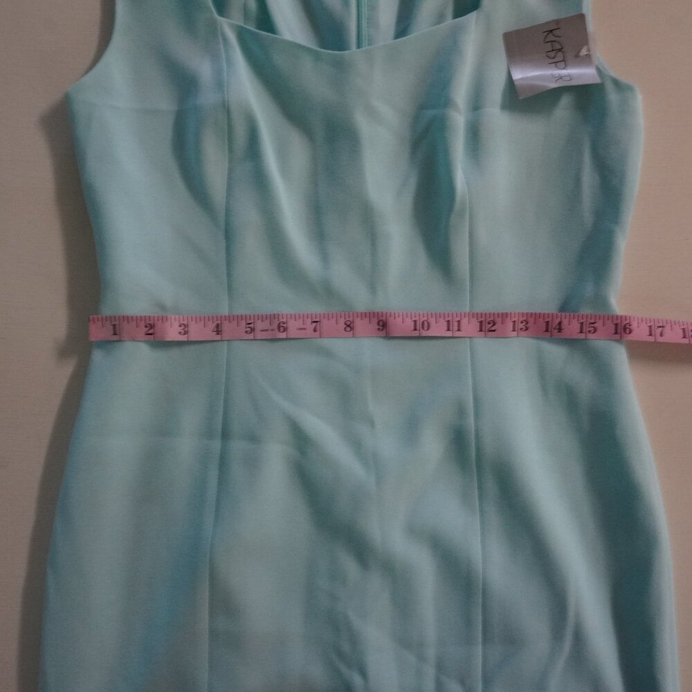 NWT Kasper Size 6 Light Blue Pencil Sheath Dress Square neck Sleeveless - Picture 8 of 8
